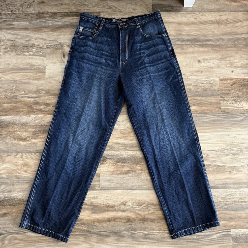Southpole Men’s Wide Leg Jeans Size 36 Dark Blue Early 2000s Vintage Style Y2K